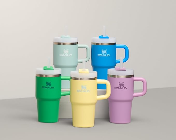 STANLEY Quencher H2.0 Tumbler with Handle and Straw 14 oz | Flowstate 3-Position Lid | Cup Holder Compatible for Travel | Insulated Stainless Steel Cup | BPA-Free | Seafoam