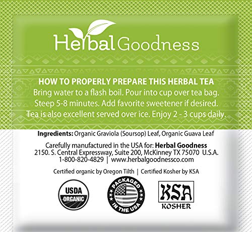 Graviola Leaf Tea - 144 Tea Bags - Hojas De Guanabana Organica Tea, Pure Organic Soursop Leaves, Rich In Antioxidant, Perfect For Immune Health, Digestion, Cell Regeneration & Heart Health - 6 Pack - Bloomnest