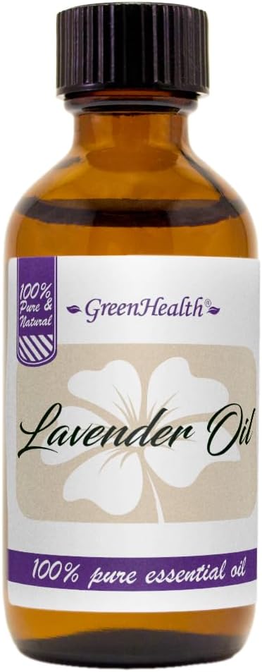 GreenHealth Lavender Essential Oil – 2 fl oz Amber Glass Bottle – 100% Pure & Uncut – Lavender Oil for Diffusers, Aromatherapy, Candles, Soaps, Bath & DIY