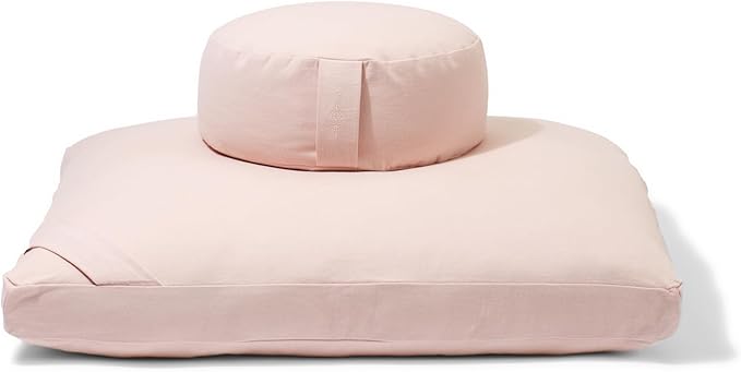 Meditation Cushion Set by renoo - Durable Comfortable Organic Cotton, Linen, Hemp - Modern Zafu Zabuton - Buckwheat Kapok Filled Floor Pillow Yoga Bolster in 15 Colors Washable Cover