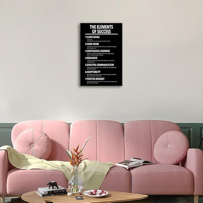 Inspirational Canvas Wall Art Motivational Positive Quote Posters The Elements Of Success Canvas Print Painting Artwork Office Living Room Classroom Wall Decor Framed Ready to Hang[12''W x 18''H] - Bloomnest