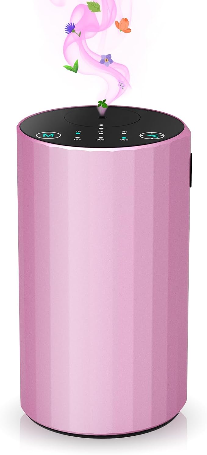 Waterless Essential Oil Diffuser Aromatherapy Scent Diffusers for Home Large Room, Bedroom, Car, Office, Desk, Battery Operated Mini Portable Air Freshener (Pink) - Bloomnest