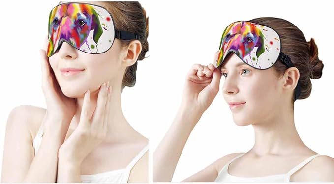 Dog Sleep Eye Mask Watercolor Animals Men Women Sleep Mask with Adjustable Strap Eye Cover Eye Shade for Travel, Nap,Meditation - Bloomnest
