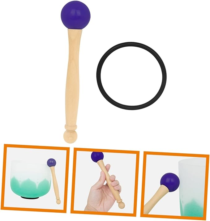 Beaupretty 1Set Singing Bowl Mallet with Handle Rubber Ring Kit for Crystal Singing Bowls Comfortable Grip Durable Material for Sound Meditation Music Practices - Bloomnest