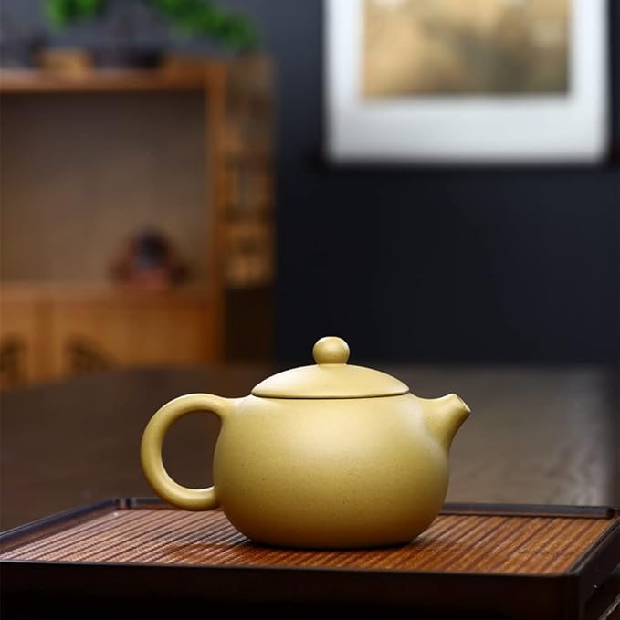 Xishi Teapot 15oz Chinese Zisha Clay Pot Ceramics Purple Sand Mud Kungfu Tea Set Kettle 9 Hole Filter (Yellow 450ml) - Bloomnest