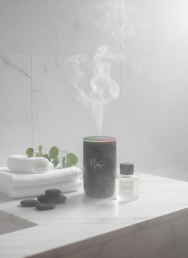 Mistique Smart Portable Waterless Car and Home Fragrance Oil Diffuser with LED Ceiling Lighting - Essential Oil Diffuser, Car Air Freshener & Single Room Home air Freshner JK-577 Fragrance - Bloomnest