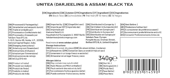 VAHDAM, UNITEA Black Tea Leaves +170 Cups,12oz | Blend Of Darjeeling & Assam Tea | ROBUST & FLAVORY Black Loose Leaf | Unblended Single Origin Tea | Vacuum Sealed Pack - Bloomnest