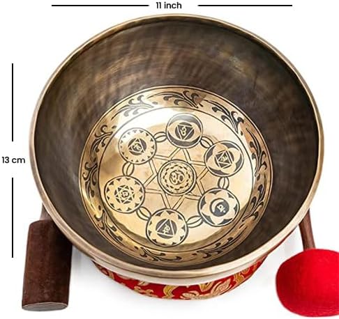 Large Tibetan Singing Bowl Set - 11" Master Healing Big Professional Grade For Sound Bath Chakra 7 Metal Meditation Yoga By Himalayan Bazaar HimalayanBazaar