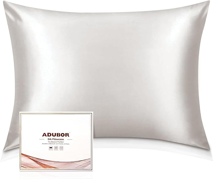 Adubor 100% Silk Pillowcase - Mulberry Silk Pillow Cases, 23 Momme 6A Grade Fibers, Silk Pillow Case for Hair and Skin Health, with Hidden Zipper (Standard: 20''x26'', Lvory White, 2PC) - Bloomnest