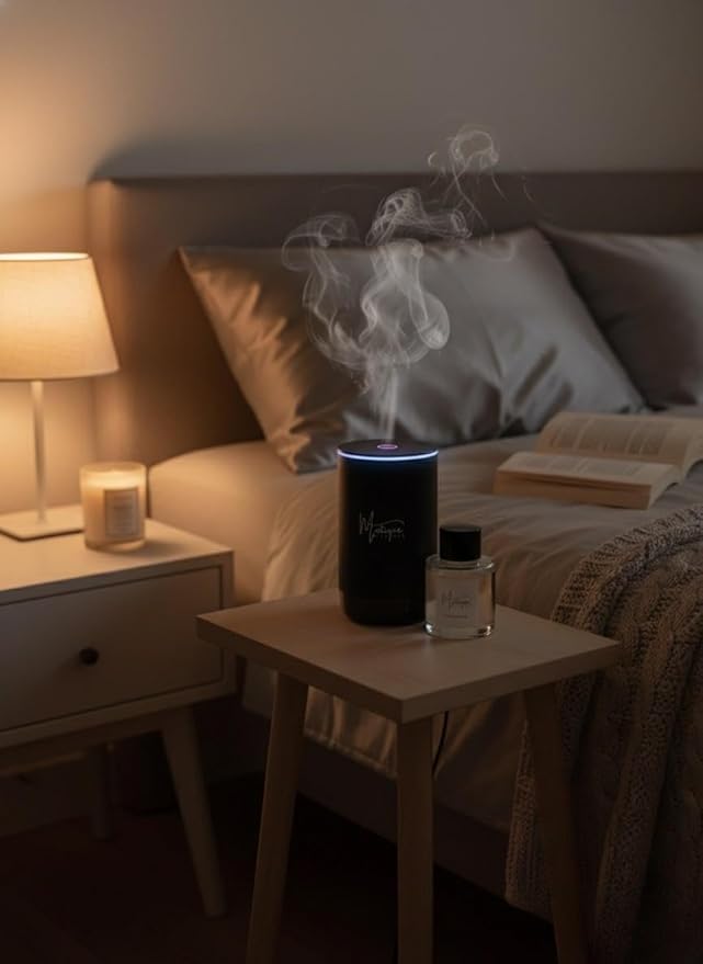 Mistique Smart Portable Waterless Car and Home Fragrance Oil Diffuser with LED Ceiling Lighting - Essential Oil Diffuser, Car Air Freshener & Single Room Home air Freshner JK-577 Fragrance - Bloomnest