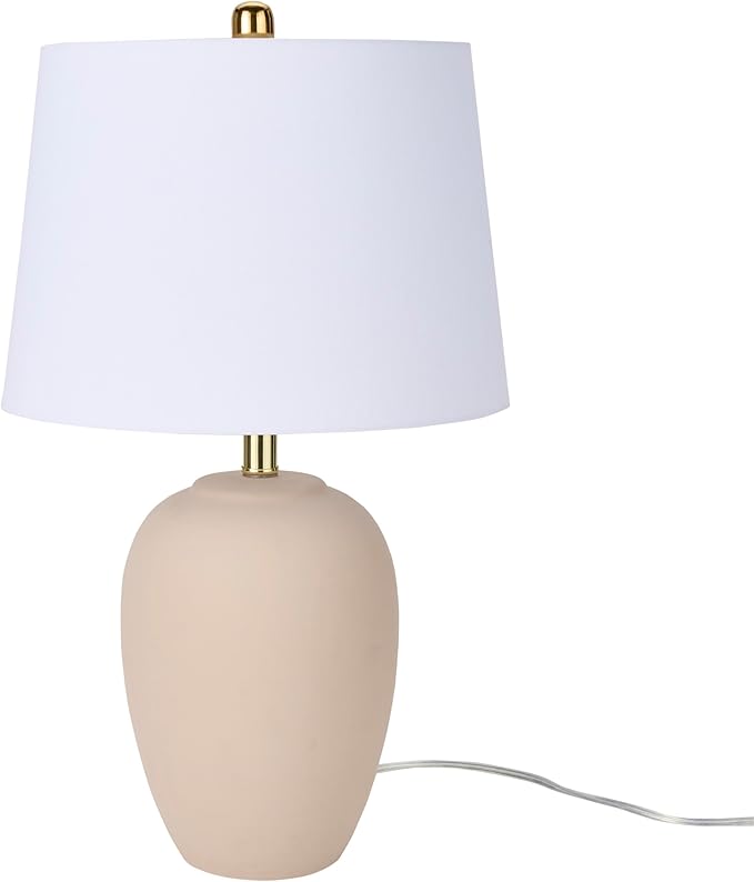 Nourison Home 23" Light Pink Ceramic Jar Table Lamp for Bedroom, Living Room, Dining Office, with White Shade (Pack of 1) - Bloomnest