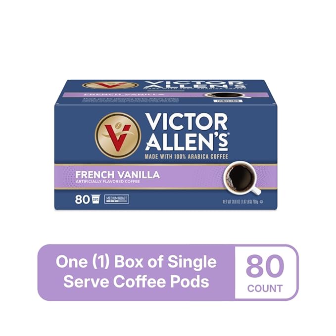 Victor Allen's Coffee French Vanilla Flavored, Medium Roast, 80 Count, Single Serve Coffee Pods for Keurig K-Cup Brewers - Bloomnest