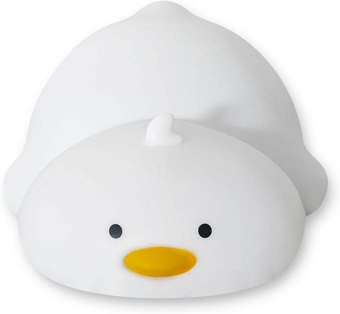 Night Light for Kids, Rechargeable Dimmable Silicone LED Nightlight with 7 Colors, Baby Nursery Night Lamp, Touch Squishy Lamp, Cute Gifts for Girls, Boys, Toddler Room Decor, Lying Duck - Bloomnest