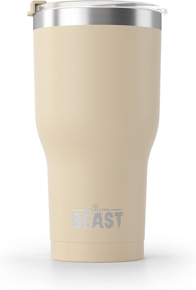 Beast 30 oz Tumbler Stainless Steel Vacuum Insulated Coffee Ice Cup Double Wall Travel Flask (Sand) - Bloomnest