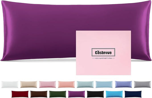 Silk Body Pillow Cover Pillow Pillowcase for Body Pillow Soft Pillow Cover Pillow Case Mulberry Silk Pillowcase for Sleep(Purple,20"X 54",1pc) - Bloomnest