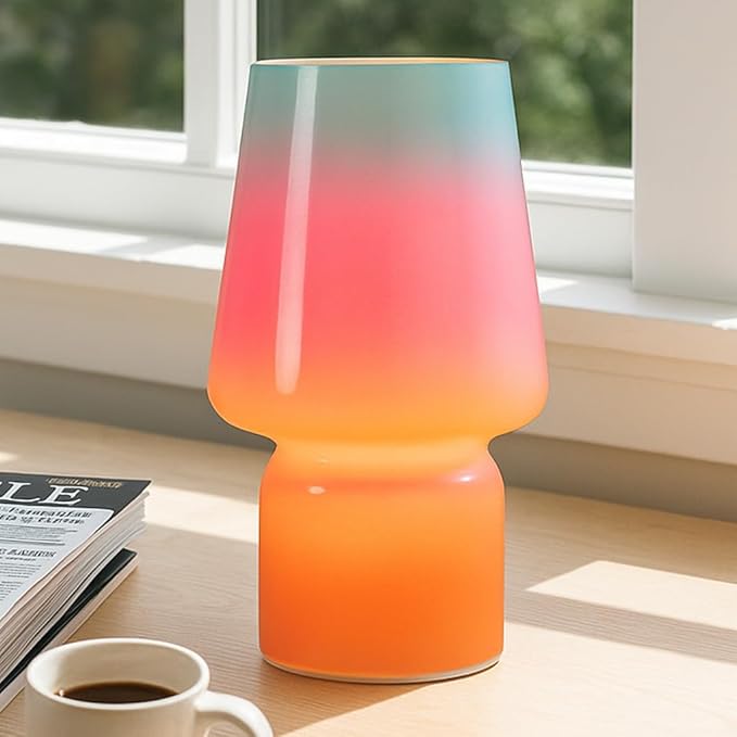Mushroom Lamp,Mother's Day Gifts,Small Table Lamp,Cute Nightstand Kitchen Mini Lamp,Glass Table Lamp,Suitable for Bedrooms, Kitchens, Living Rooms, Bedside, Girl Gifts（Blue Gradient） - Bloomnest