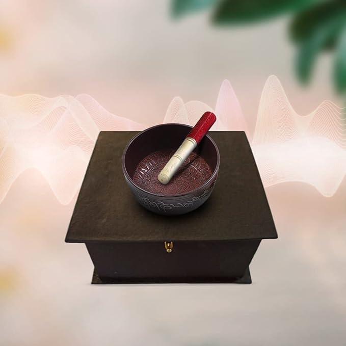 Hand Painted Metal Tibetan Singing Bowl Set - Large 7" Musical Instrument for with Wooden Stick Mallet - For Meditation Yoga and Healing - Om Mani Padme Hum Peace Gadgetbucket