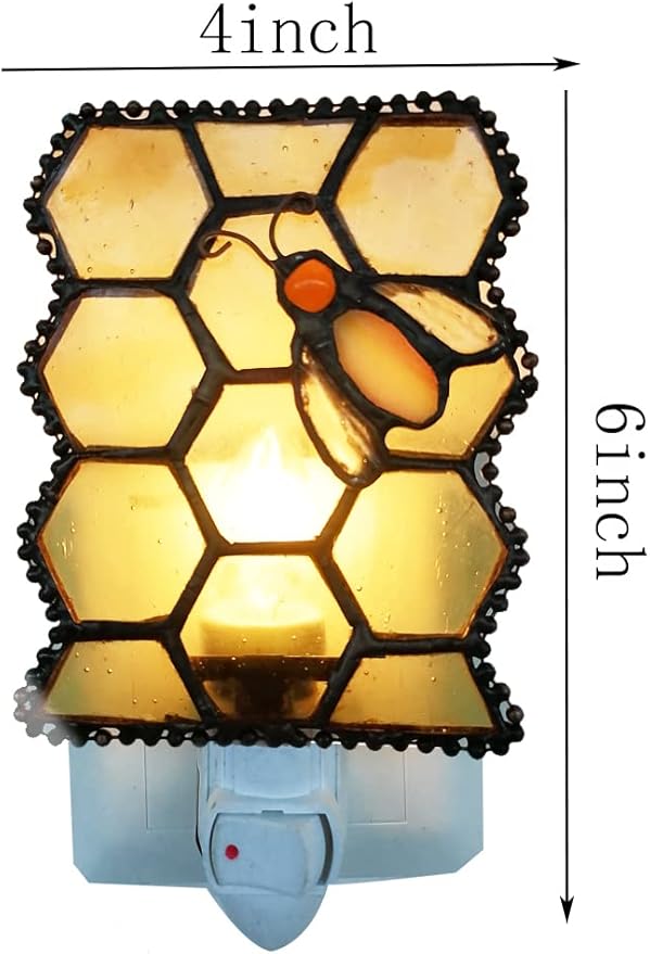 HUIMEIJU Tiffany Glass Night Light for Bedroom, Study, Aisle - Bloomnest