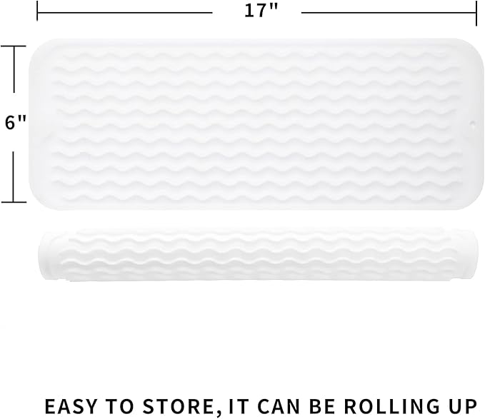Silicone Dish Drying Mat for Multiple Usage,Easy clean,Eco-friendly,Heat-resistant Silicone Mat for Kitchen Counter,Sink,Bar,Bottle,or Cup Translucent M 17 inches x 6 inches - Bloomnest