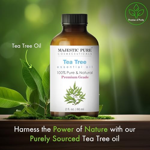 Majestic Pure Tea Tree Essential Oil with Glass Dropper - 2 Fl Oz - 100% Pure and Natural Tea Tree Oil - Premium Grade Essential Oils for Diffuser, Aromatherapy, Soap and Candle Making - Bloomnest