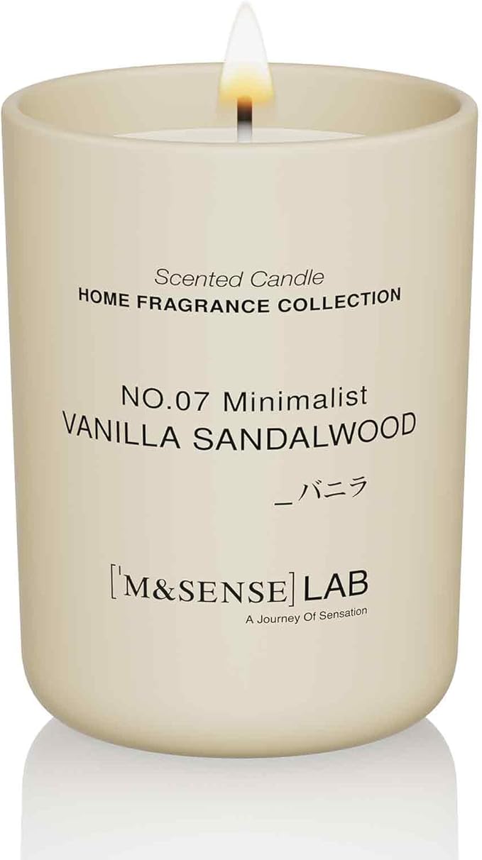 M&SENSE Natural Soy Candle| Vanilla Sandalwood | 8.82 oz, 50H Burn | Minimalist Scented Candle for Relaxation, Gifting, Home Décor | for Bedroom, Office, Party Medium - Bloomnest