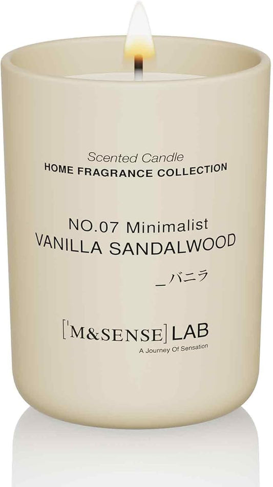 M&SENSE Natural Soy Candle| Vanilla Sandalwood | 8.82 oz, 50H Burn | Minimalist Scented Candle for Relaxation, Gifting, Home Décor | for Bedroom, Office, Party Medium - Bloomnest