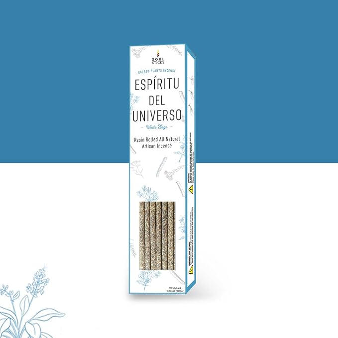 SOUL STICKS Handcrafted 10pcs Resin Artisan Incense Sticks Non-Toxic & Long Lasting Aromatic Sticks for Yoga Meditation Relaxation Aromatherapy Cleansing & Purification (White Sage) SoulSticks