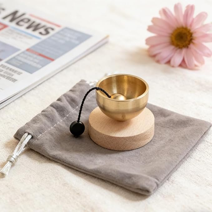 Mini Singing Bowl Set,Portable Brass Meditation Sound Bowl for Yoga,Chakra Healing,Stress Relief & Mindfulness,Self Regulation Tools,Handheld Singing Bowl,Unique Spiritual Gift for Women and Men - Bloomnest