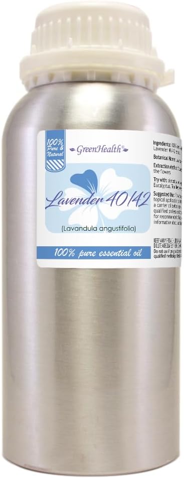 Lavender 40-42 Essential Oil – 16 fl oz (473 ml) Aluminum Bottle w/Plug Cap – 100% Pure Essential Oil – GreenHealth - Bloomnest