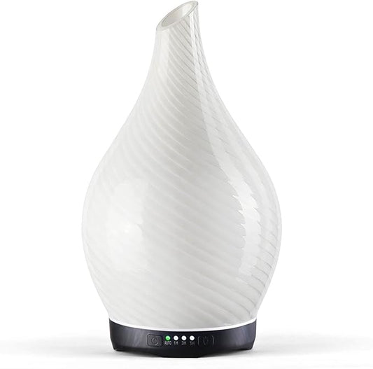 Porseme 280ml Essential Oil Diffuser Glass Color Changing Aroma Air Diffusers Aromatherapy Ultrasonic Cool Mist Humidifier 7 Running Hours Waterless Auto-Off for Sleeping Yoga Office Spa(Pure White) Porseme