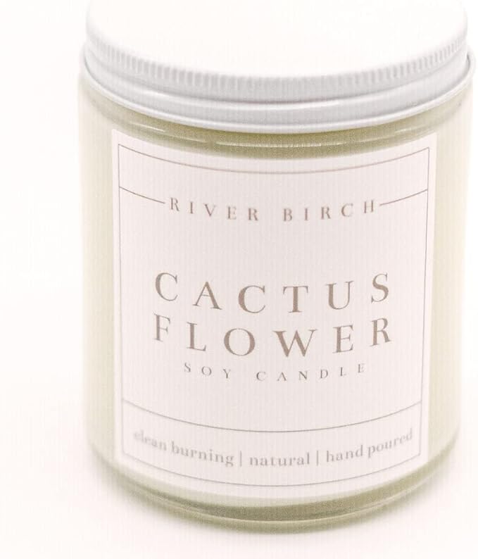 River Birch Candles Cactus Flower Scented Candle | Premium, All-Natural, Non-Toxic, Soy Candles | 8.5oz 40 Hr Burn Time | Cozy Relaxing Gifts for Home - Bloomnest