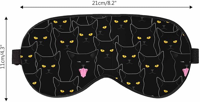 Black Cats Sleep Eye Mask Halloween Spooky Feline Kitten Face Men Women Sleep Mask with Adjustable Strap Eye Cover Eye Shade for Travel, Nap,Meditation - Bloomnest