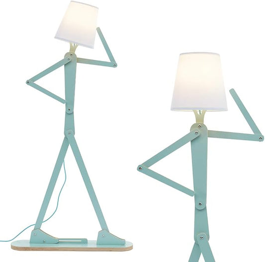 Cool Tall Decorative Floor Lamp Unique Aqua Blue Color Standing Adjustable Corner Reading Wood Lights for Living Room Kids Bedroom Office - LED Bulb Included (Green) - Bloomnest