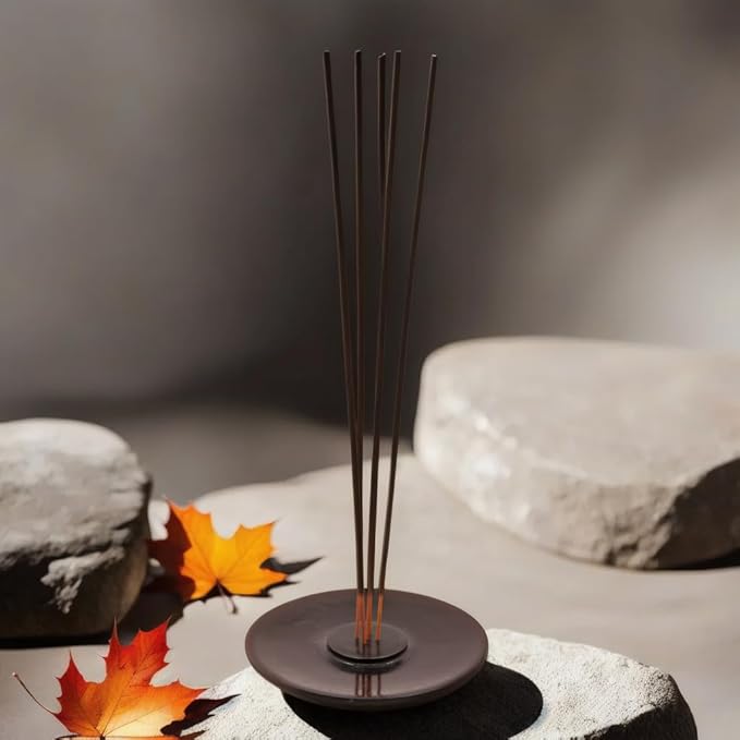 Handmade Marble Incense Holder - Round Incense Burner with Multiple Holes for Incense Sticks. Decorative Ash Catcher for Home and Office Decor. (4 inch Diameter, Black) - Bloomnest