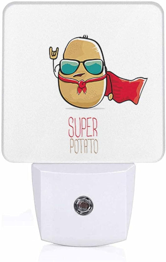 LED Night Light,Funny Cartoon Cute Brown Potato with Red Cape LED Night Light Plug into Wall with Dusk to Dawn Light Sensor White Energy Efficient Nightlight for Bedroom Hallway Living Room - Bloomnest