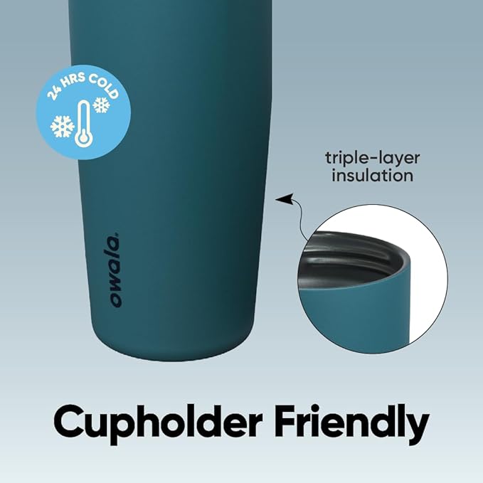 Owala FreeSip Sway Insulated Stainless Steel Water Bottle with Two-Way Spout, Built-In Straw and Bucket Handle, Made for Travel, School, and Sports, 40oz, BPA Free, Leak Proof, Denim Owala
