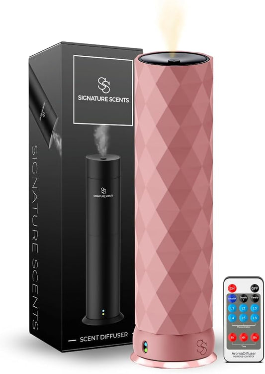 Waterless Essential Oil Hotel Scent Diffuser - Cold Air Diffuser - Covers 1000 sq. ft. - Waterless Diffuser for Home, Office & Hotel (Black + Light Pink Sleeve) (Black + Light Pink Sleeve) - Bloomnest