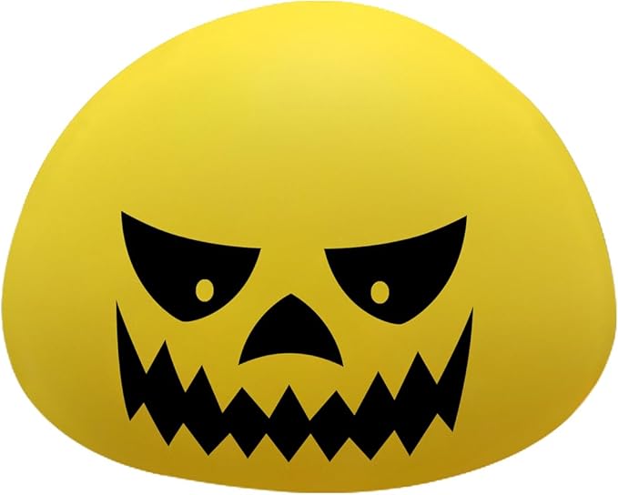 Funny Devil Pumpkin Night Light - Color Changing Half-Sphere Silicone Lamp, Battery Powered, Dimmable Glow for Halloween Christmas Decor, Novelty Gift (Yellow) - Bloomnest