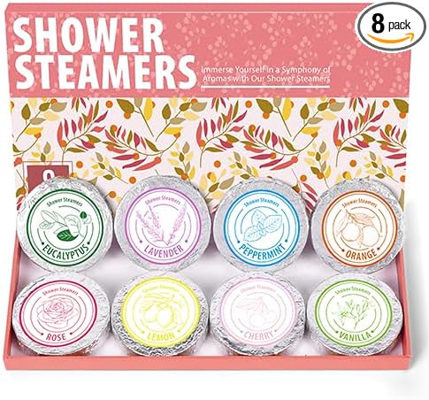 Shower Steamers Aromatherapy - Christmas Gifts for women, 8 Pack Pure Essential Oil Shower Bombs for Home Spa Bath Self Care, Lavender Stress Relief and Relaxation Gifts for Her Stocking Stuffers Pink - Bloomnest