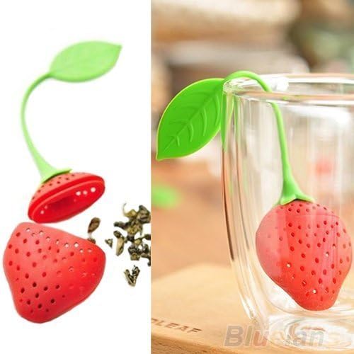 Design Loose Tea Leaf Strainer Herbal Spice Infuser Filter, Red.,