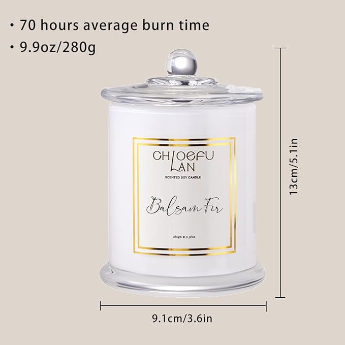 Chloefu LAN Balsam Fir Scented Candle, Holiday Candles for Home Scented with Notes of Cedarwood, Oak, Moss & Fir, Christmas Decor, Christmas Gifts for Women & Men, Winter Candles, 70 Hours 10 oz - Bloomnest