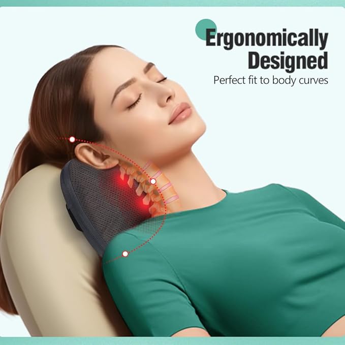 Protable Electric Massage Pillow with Carry Handle -Neck Massager for Pain Relief Deep Tissue with Heat - Electric Kneading 3D Massage Pillow Gifts for Dad Mom Christmas - Bloomnest