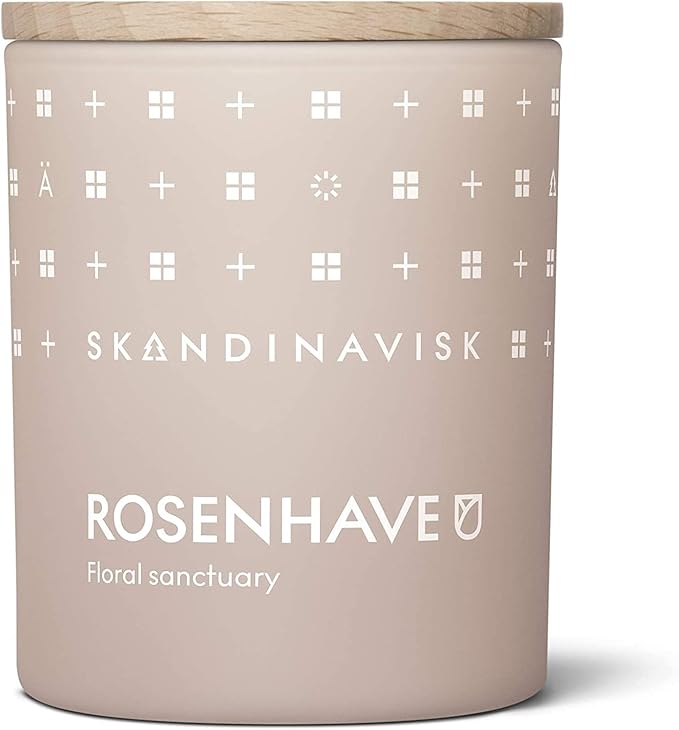 Skandinavisk ROSENHAVE 'Rose Garden' Mini Scented Candle. Fragrance Notes: Alba Rose and Elderflower, Geranium and Blackcurrant Buds. 2.3 oz. - Bloomnest