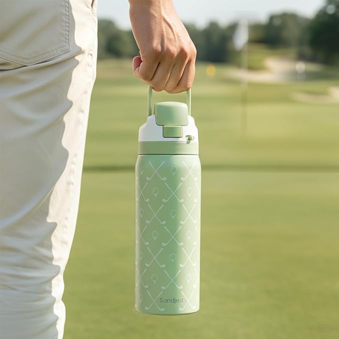Golf Insulated Stainless Steel Water Bottle with Straw for Sports and Travel, 32oz, Gifts for Golf Lover Women Girls Friends Teens Birthday Christmas - Bloomnest