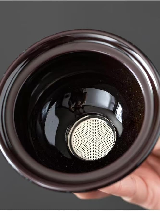 Chinese Gongfu Tea Set Ceramic Teapot with Infuser, 8 Cups, Semi Automatic Dragon Design for Loose Leaf Tea