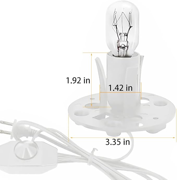 Himalayan Salt Lamp Cord White, 6ft with Dimmer Switch, Replacement Cord with 3.34 Inch Base, 6 25W E12 Bulbs (2)