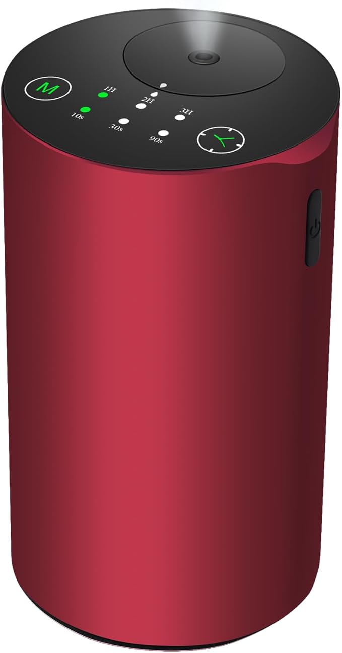 Waterless Essential Oil Diffuser, 7 Colors LED Light, Battery Powered Mini Scent Air Machine, Aromatherapy Mist Diffuser for Home Room Car Office (red) - Bloomnest