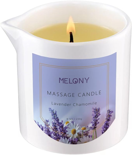 MELONY Luxury Massage Candle - Moisturising, Body Oil Candles for Muscle Relaxation, 8.1OZ (Lavender Chamomile) - Bloomnest