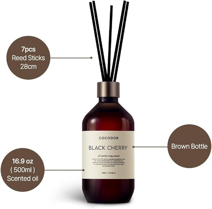 COCODOR Premium Reed Diffuser/Cedar Wood /16.9oz /1 Pack/Large Capacity Fragrance Scent Oil Stick Diffuser Set for Bedroom Bathroom Home Décor - Bloomnest