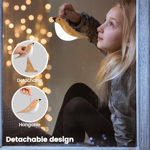 Small Cute Bird Table Lamp with Timer, Touch & Remote Control Bird Night Light, Cordless Bedside Lamps, Desk Lamp for Reading, 3-Way Dimmable USB Rechargeable Battery 2600mAh Nightstand Lamps, Decor - Bloomnest